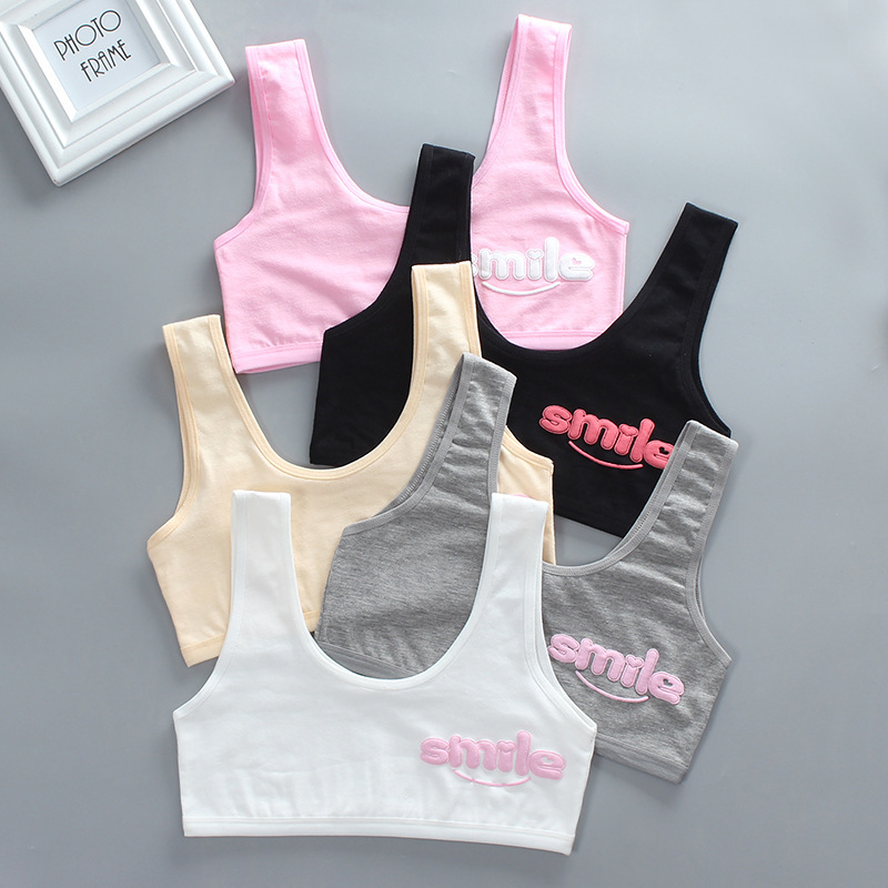 Girls' Bra 7-14 Years Old Kidsren's Development Period Small Vest Intimates Double Layer Sling Cotton Export Junior High School Girls