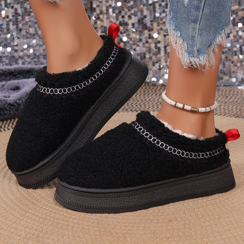 Vastag talpú báránygyapjúból készült, szélálló, téli, baotou félpapucs, női, új, csipkés, gyapjas, hótaposós, pamut papucs_voghion.com