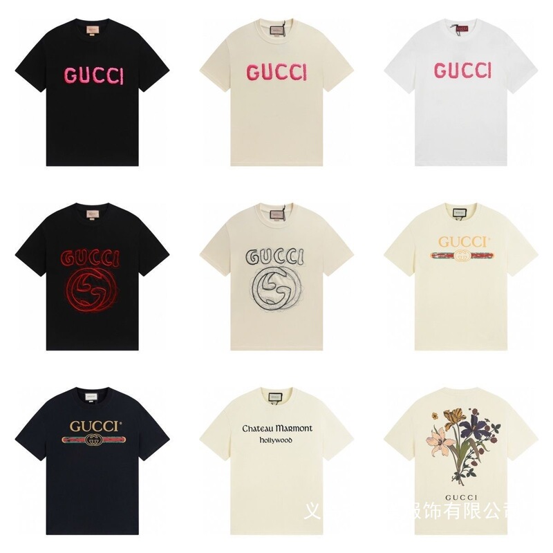 2025 Summer Trendy Brand New Pure Cotton Round Neck Short-Sleeved T-Shirt Cartoon Letter Printing Casual Loose Versatile Wholesale