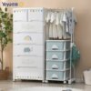 YAN 6!Double door wardrobe Storage cabinet Pendant Lockers baby Clothing Plastic thickening