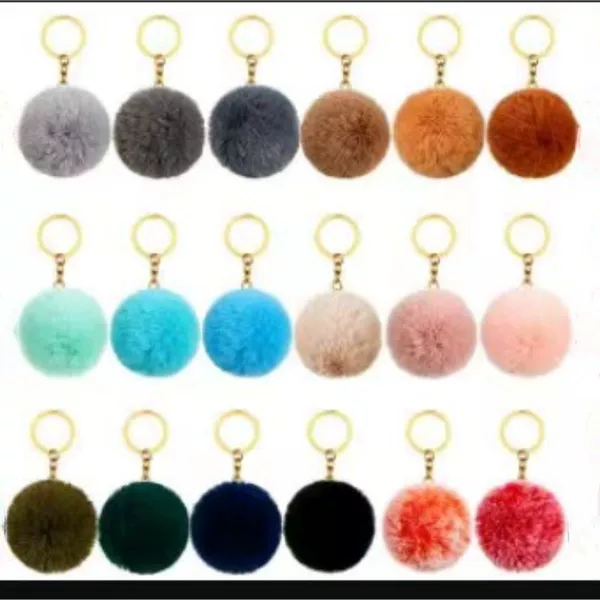 Cross-Border 6-8cm Imitation Rabbit Fur Ball Pendant Key Chain Bag Accessories Fake Fur Ball Imitation Rex Rabbit Fur Ball Key