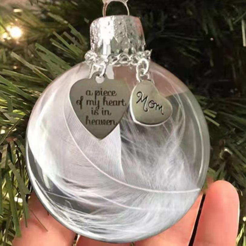 Zibi bola decorativa conmemorativa un pedazo de mi corazón está en el cielo pluma amor bola colgante