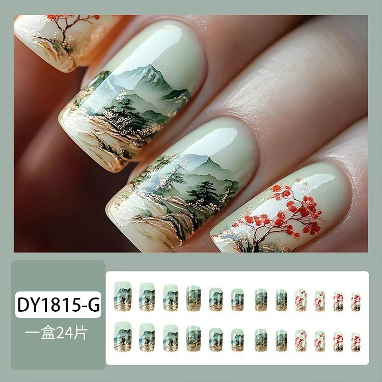 Lvzhan Shanlin polvo de manicure, simple parche de uñas cuadrado europeo, uñas de venta caliente transfronteriza