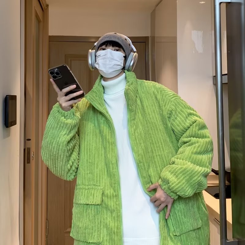 (2개) 일본 빈티지 코듀로이 재킷 유행 브랜드 PI SHUAI 프라이드 스트리트 남자의 가을과 겨울 캐주얼 느슨한 유행 작업 자켓