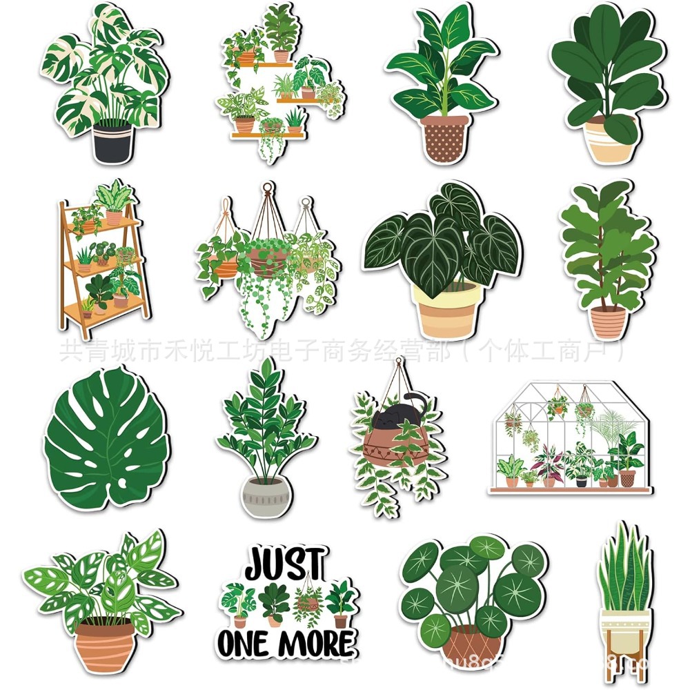 Plantas verdes acrílicas pegatinas de refrigerador tortuga bambú plantas tropicales en maceta pegatinas magnéticas decoración del hogar pizarra pegatinas magnéticas