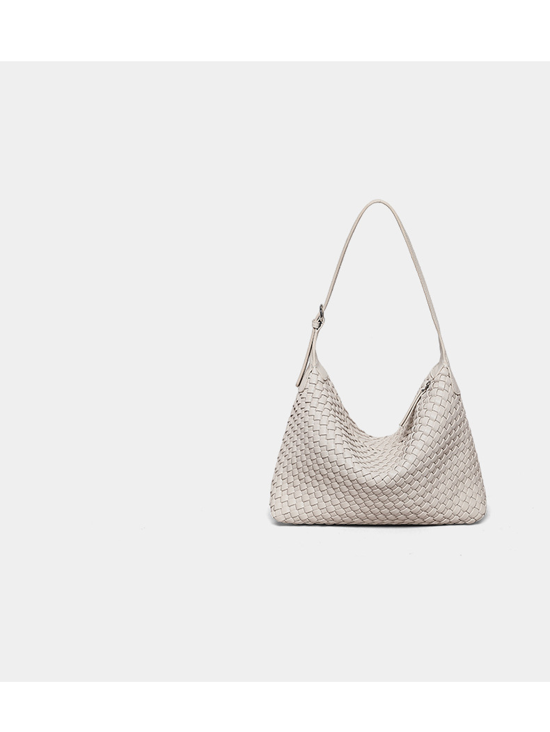 Túi tote nữ cỡ lớn đeo chéo kiểu vintage handmade dệt — màu nâu, màu trắng ngà, màu tím hoa cà chi tiết 31