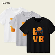 欧美风格男童短袖T恤篮球字母印花夏季新品童装儿童t恤衫一件代发