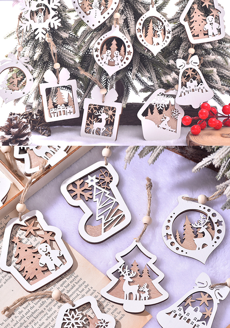 90g Weight Hanging Ornaments Event & Party Supplies 1 Set Quantity Party, Festival Occasion Wood Material Christmas Festival Christmas Tree, Santa Claus, Snowman Pattern Cute, IG Style Style Christmas Cute IG Style Christmas Tree Santa Claus Snowman Wood Party Festival Hanging Ornaments