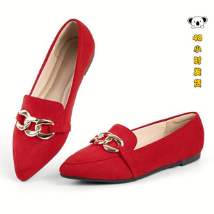 R 24853 Metal Chain Pointed Toe Slip-On ����朗l���^��Ь
