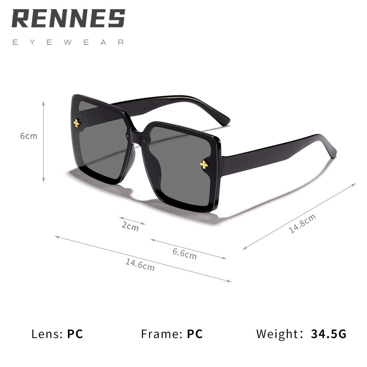 2024 Cross-border Europa y Estados Unidos nuevas gafas de sol pequeñas con cara de marco, gafas de sol de sombra al aire libre de película de PC de sentido avanzado, fotografía callejera personalizada