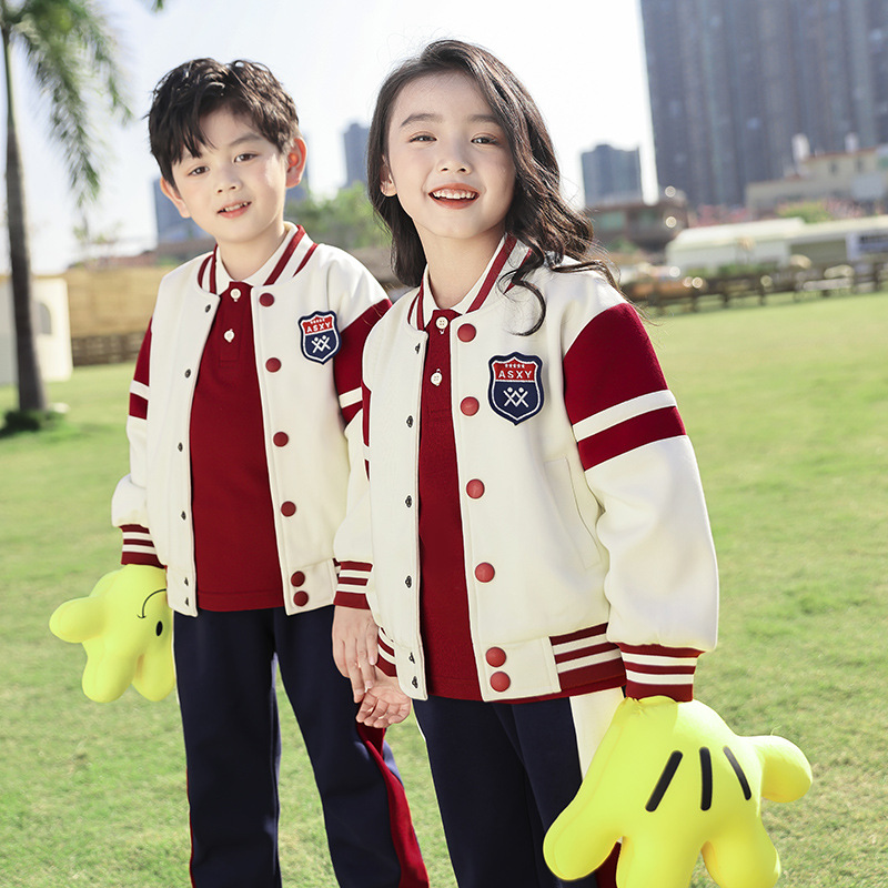 English-style baseball suit primary school uniform set children class uniform spring and autumn set teacher three-piece set kindergarten uniform