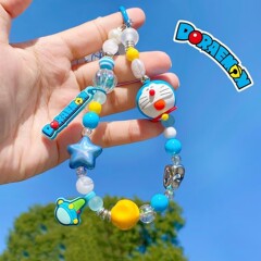 かわいい漫画ドラえもんジングル猫電話ケースチェーンカメラ CCD ペンダント手描きビーズキーホルダーペンダント