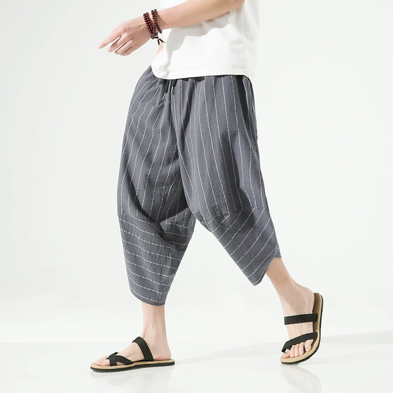 Men's summer Japanese trend trousers, cotton and linen, Chinese style, loose fit