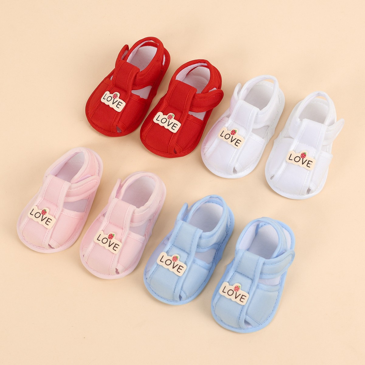Summer Baby Cloth-Soled Sandals 0-12 Months Baby Toddler Shoes Cute Cartoon Soft-Soled Doll Standing Shoes