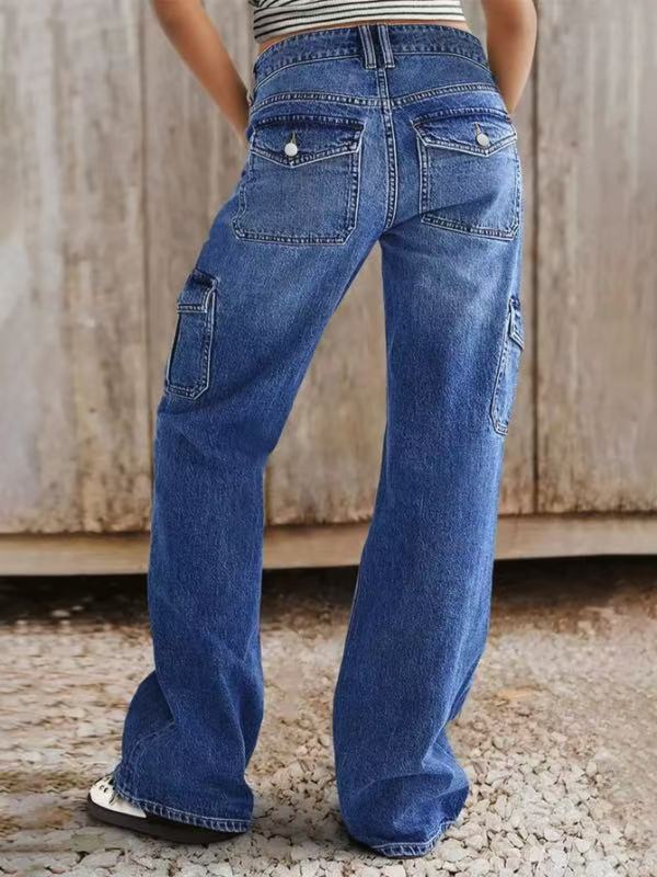 Jeans droits slim taille haute élastiques pour femmes, collection automne européenne et américaine_voghion.com