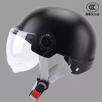 3C Certified Motorcycle Helmet, Electric Scooter Safety Helmet, Half Helmet, Riding Protection, Scooter, Electric Vehicle, New National Standard (Motosiklet kaskı (dəbilqə)) - 3c-matte-black-short-transparent-lens