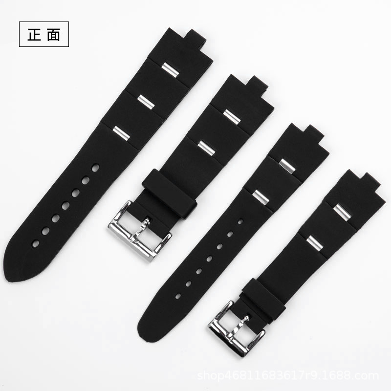 Suitable for Baoge Rubber Watch with 22mm 24mm 26mm Convex Black Silicone Bracelet for Men and Women