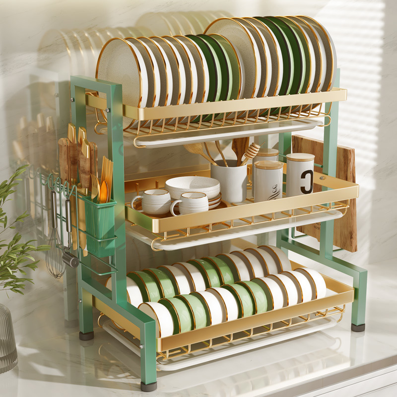 Suministros de cocina, hogar, platos, vajilla, vajilla, escurrir, caja de almacenamiento de platos, estante multifuncional, encimera