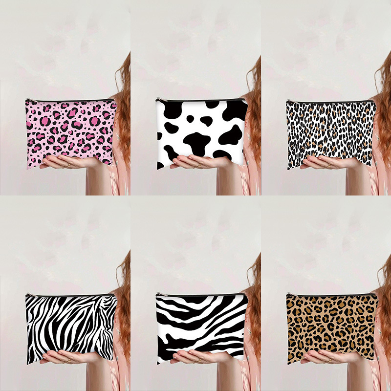Cross-Border Amazon Printed Leopard Print Canvas Cosmetic Bag Student Zipper Pencil Bag Thickened Cosmetic Hand Storage Bag Cross-Border Amazon Printed Leopard Print Canvas Cosmetic Bag Student Zipper Pencil Bag Thickened Cosmetic Hand Storage Bag