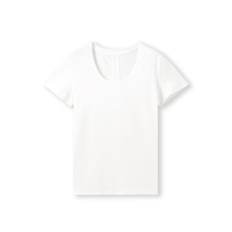 【Pima Cotton】Summer Cool and Breathable Tencel Silk U-Neck Short Sleeve Women's Solid Color Versatile Slimming T-Shirt Top 【Pima Cotton】Summer Cool and Breathable Tencel Silk U-Neck Short Sleeve Women's Solid Color Versatile Slimming T-Shirt Top