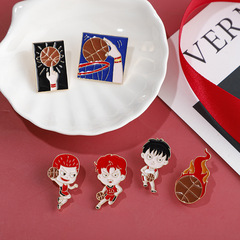 Japanese and Korean cartoon brooch ins anime slam dunk character cartoon metal brooch men and women personalized creative accessories