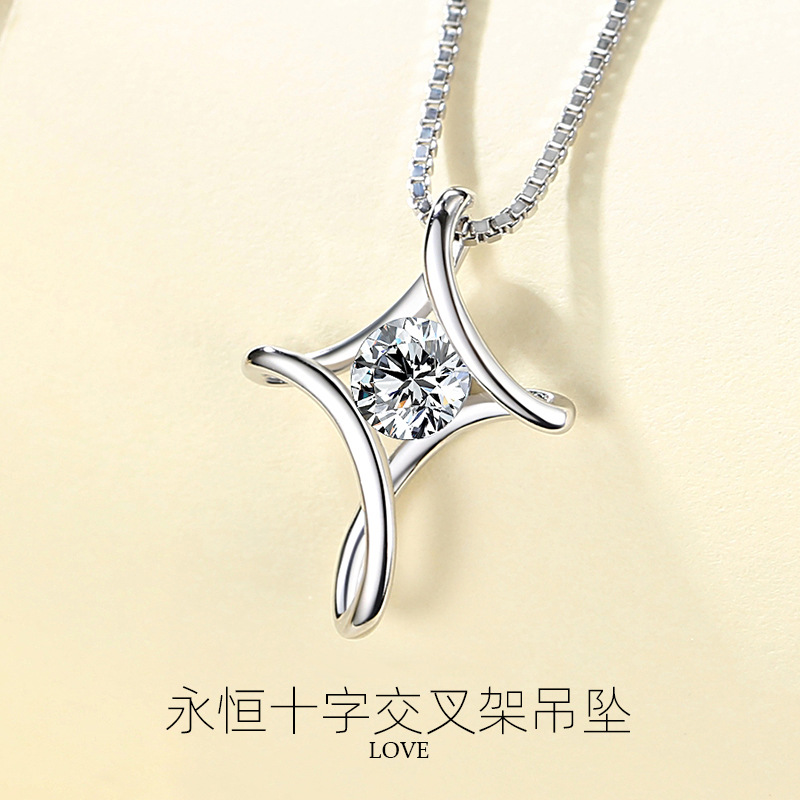 Plata esterlina s925 europeo y americano transfronterizo Cruz marco colgante simple luz lujo nicho diseño colgante para novia