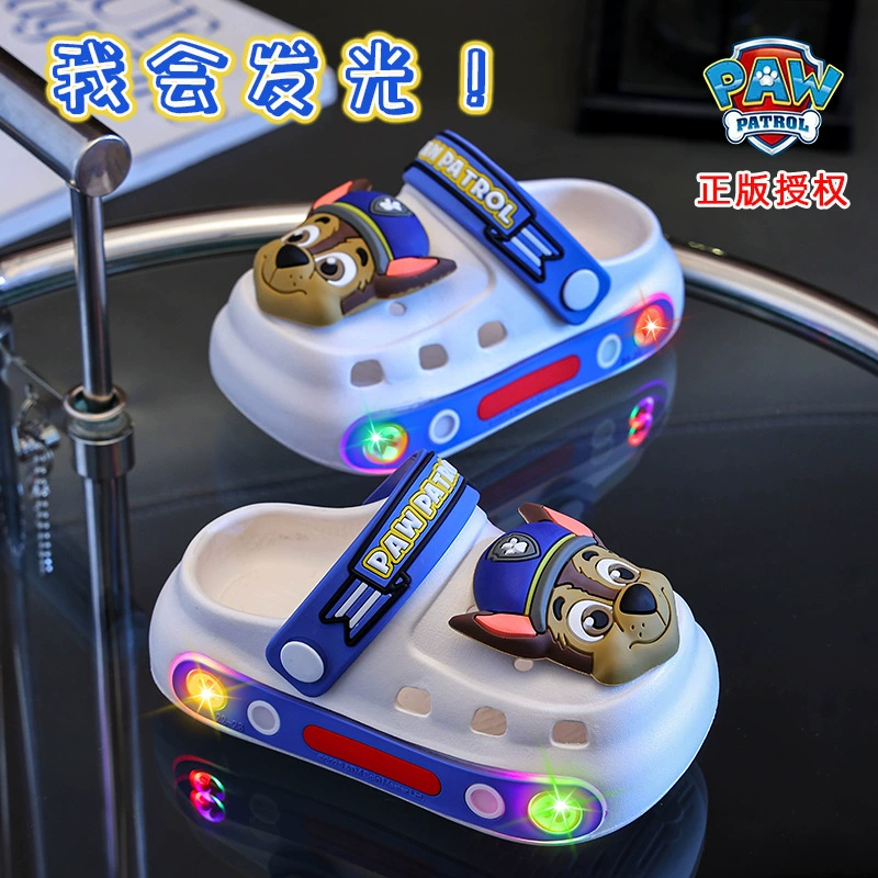 Детские тапочки «Щенячий патруль» для мальчиков, летние светящиеся туфли под крокодила, домашние и уличные нескользящие женские сандалии с подсветкой