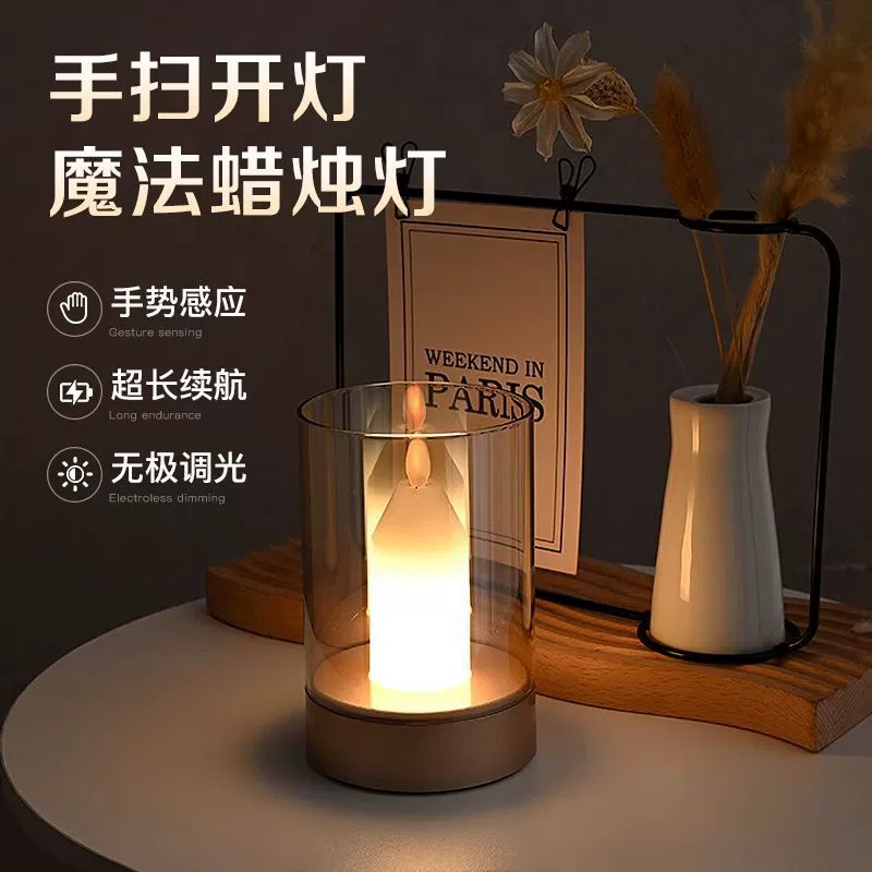 LED креативный ночник для гостиной, настольный светильник, свеча, индукционная лампа, датчик движения