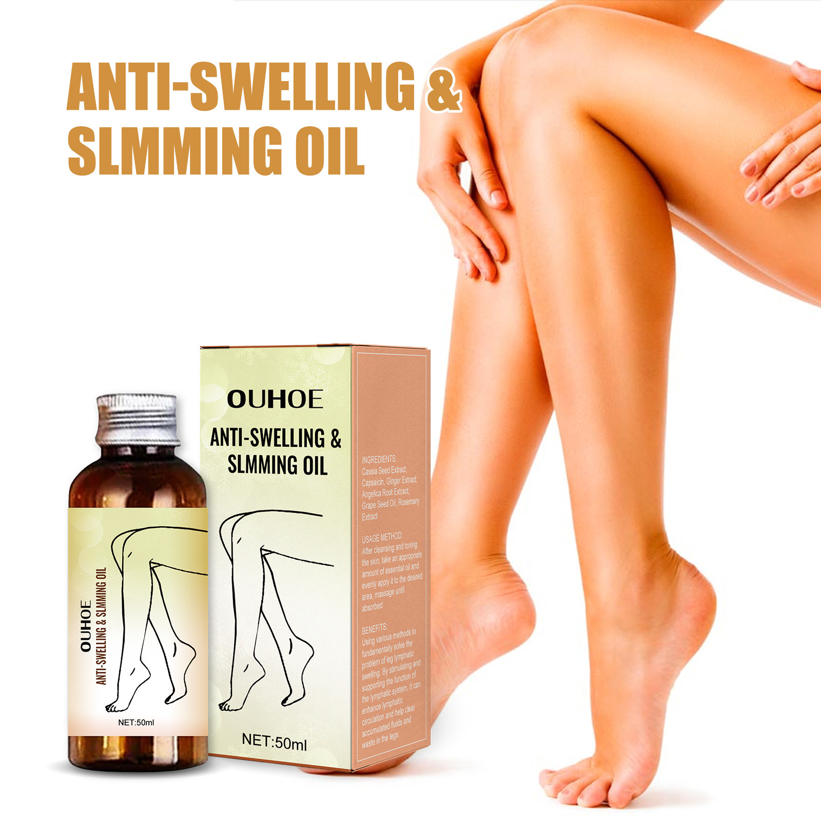 Ouhoe Body Care Oil Moisturizing Body Skin Daily Care Leg Massage Essential Oil
