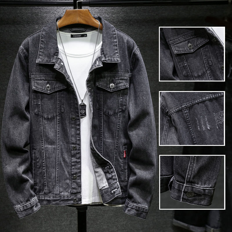 Autumn and Winter Trendy Brand Internet-famous Men's Denim Jacket Slim-fit Winter Handsome Korean Style Jacket Men's Spring and Autumn Top Trendy