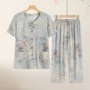 印花老人新款妈妈家居服