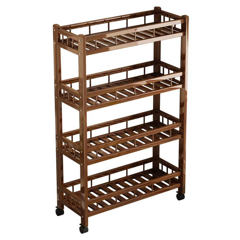 Estante de almacenamiento de madera maciza de múltiples capas para niños con ruedas