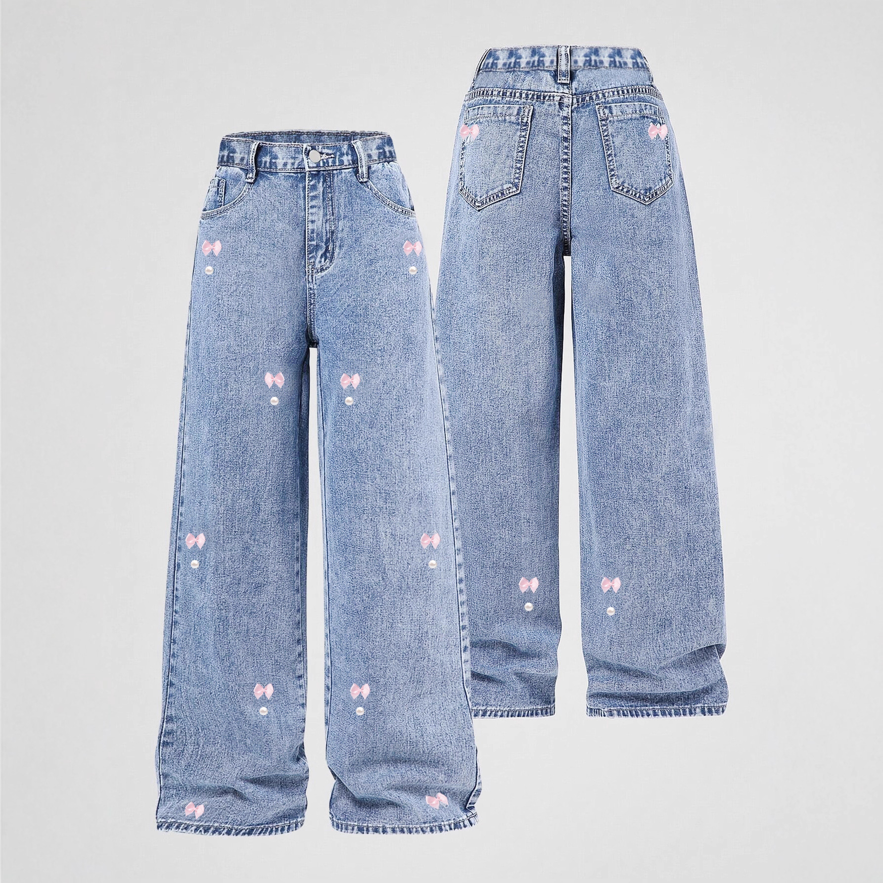 ​​Retro Washed High Waist Women's Straight Wide Leg Jeans - Loose Fit Denim Pants For Casual & Chic Style​​_ecoleips.com