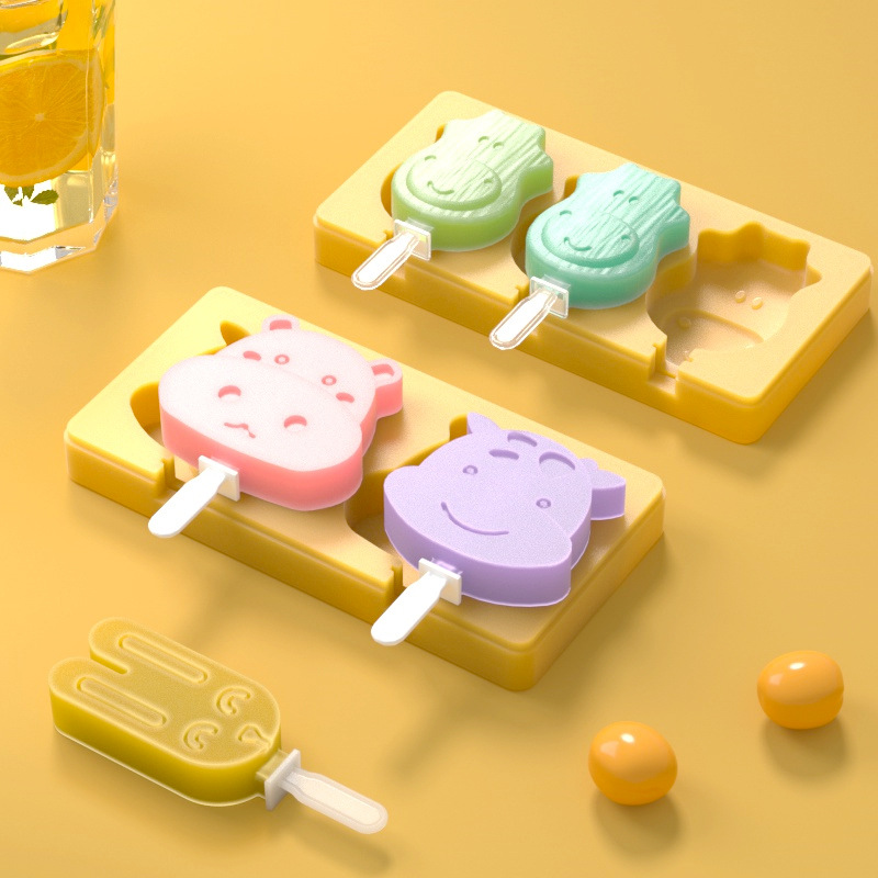2-color helado molde de silicona vaca paleta molde DIY hecho a mano helado molde en stock al por mayor