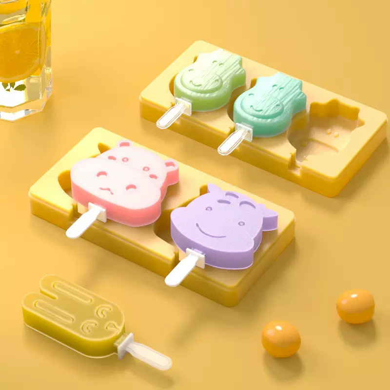 2色带盖冰激凌硅胶模具奶牛冰棍模具diy手工制作雪糕模具现货批发