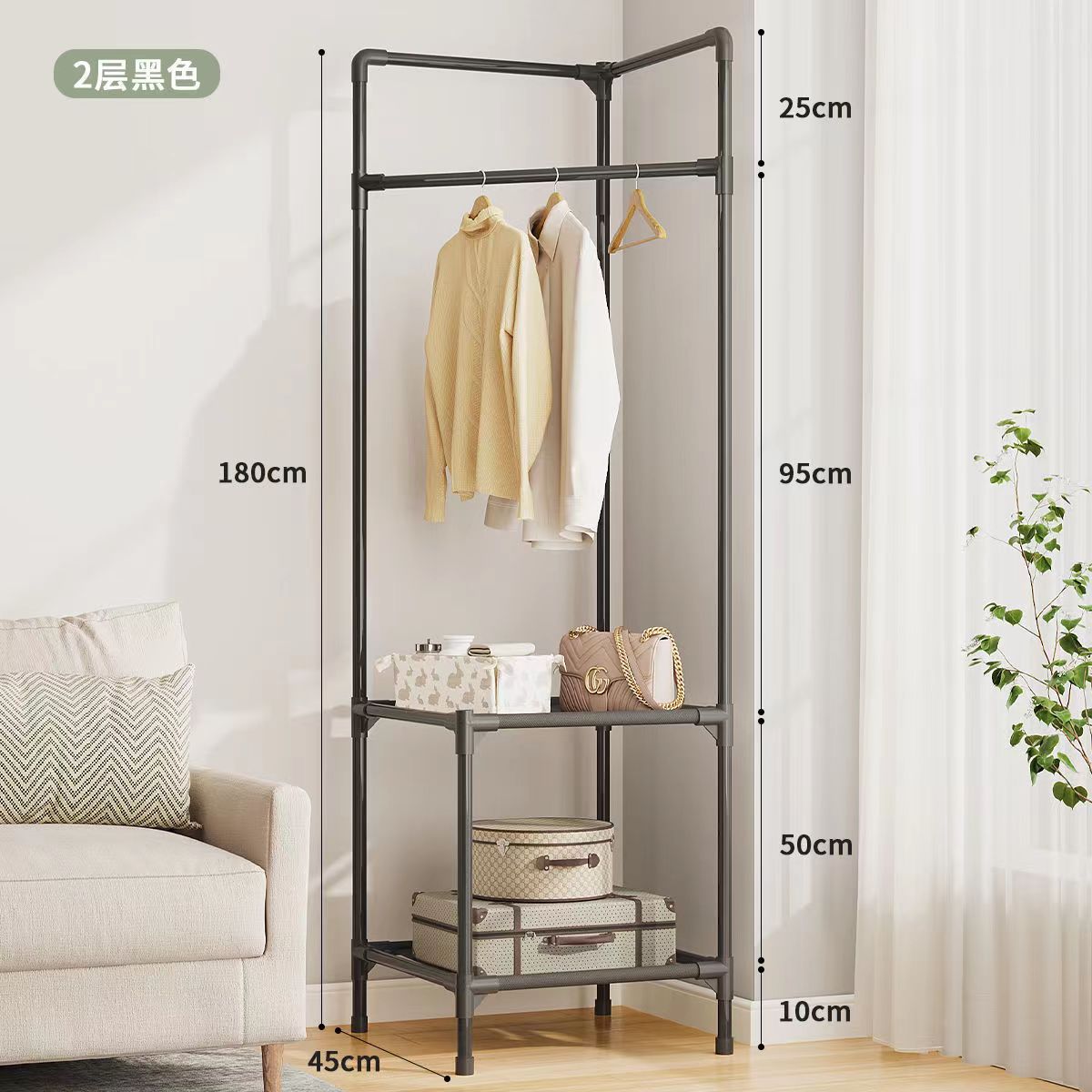 Perchero de esquina, colgador de ropa, estante colgante para habitación de alquiler/dormitorio, perchero de esquina, estante de almacenamiento de pie, almacenamiento de lujo ligero.