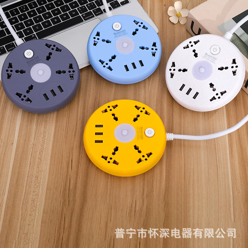 NUEVOS TIMES enchufe de comercio exterior 583#584#585#586# con enchufe de luz LED de noche 3USB carga