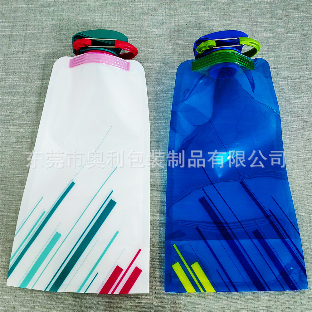 亚马逊货源 480ml/700ml折叠水袋登山扣水袋自立储水袋