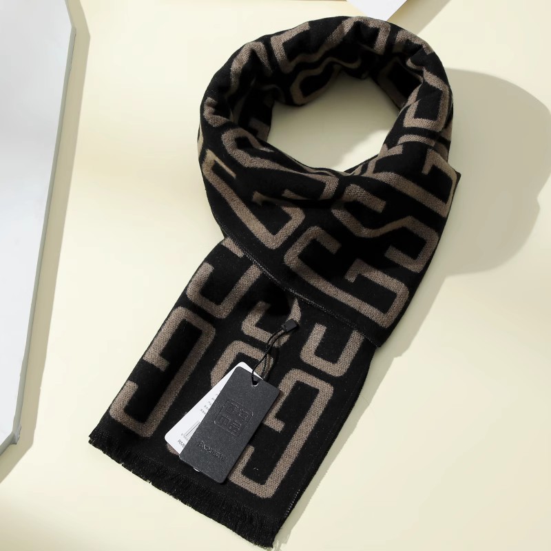 2025新款高档围巾羊毛围巾男秋冬季中年爸爸保暖加厚高档男士围巾