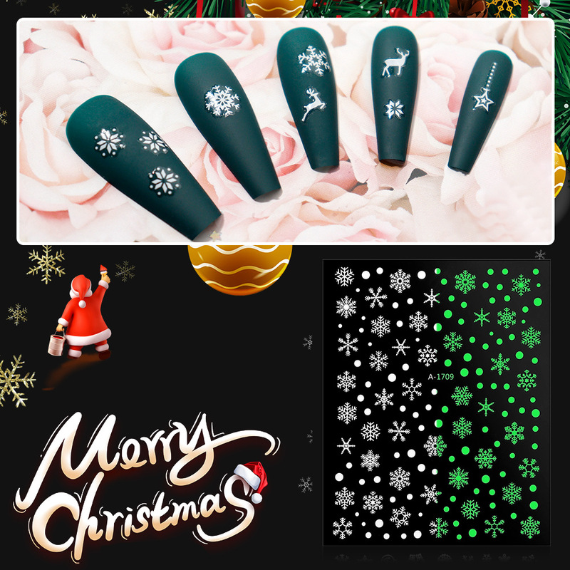 Christmas snowflake nail stickers laser Golden Silver Snowflake nail stickers set Valentine's Day nail decoration stickers