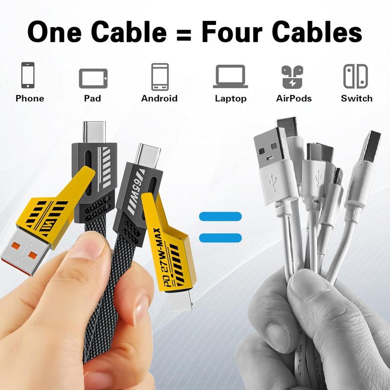 メカデータケーブルフォーインワン超高速充電ツーインワンPD27W充電デュアルType-c65W高速充電ケーブル卸売|undefined