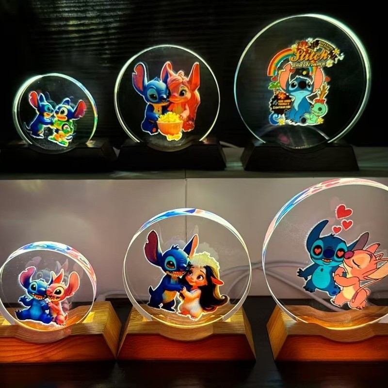 拉布布3d立体激光彩印内雕水晶球治愈系小夜灯发光礼物玄关摆件|undefined