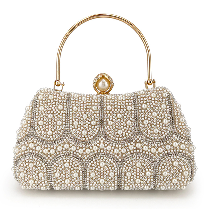 New Pearl Women's Bag Full-Bead Evening Handbag High-Gloss Pearl Clasp Wedding Versatile Crossbody Bag Bridesmaid Dress Bag - Thumbnail 5