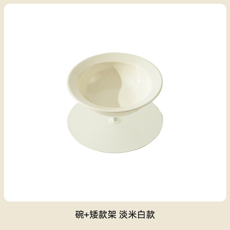 Cerámica alta pie de gran calibre de alto valor facial mascota gato plato volador cuello protector columna cervical anti derrumbe granos beber tazón de agua tazón