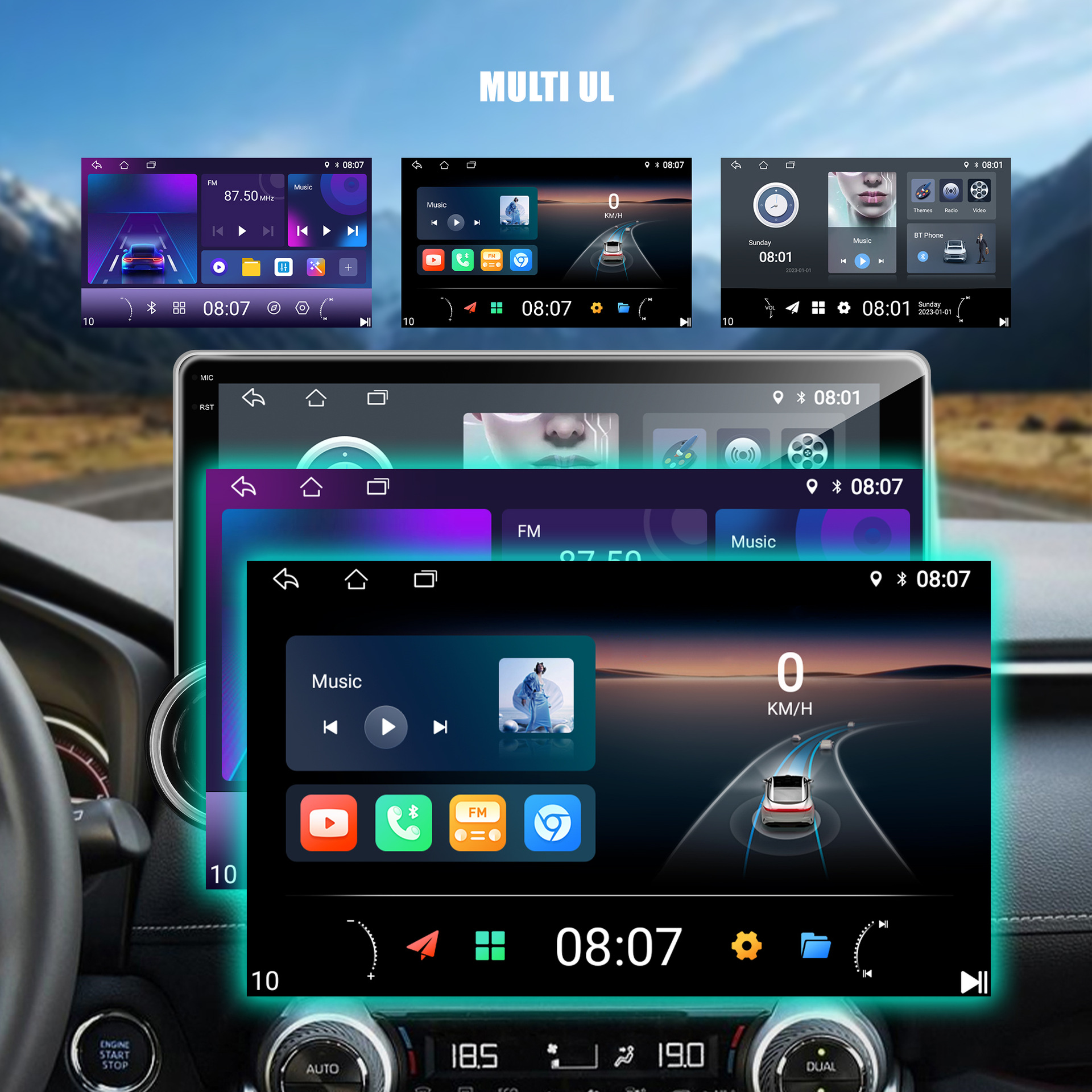 Cross-Border 10.1inch Dual-Knob Car Android Navigation System Mp5 Player Wireless Carplay Car Player