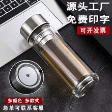 厂家定制双层玻璃杯多款式加厚刻字印logo水杯开业促销礼品广告杯