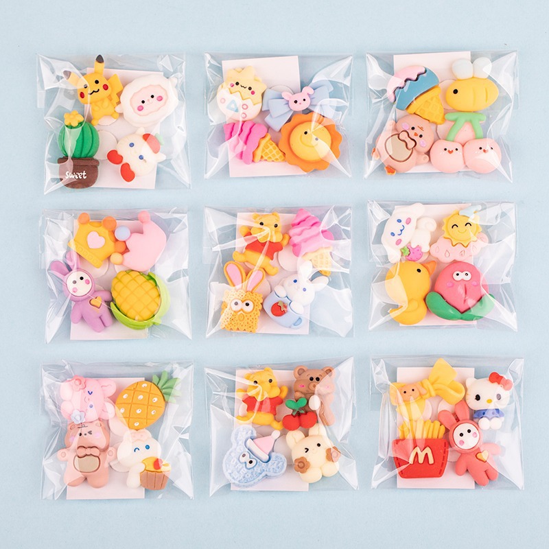 3D tridimensional taza de agua pegatinas serie de dibujos animados al azar mixta ventosa parche resina accesorios DIY caja del teléfono Decoración