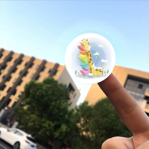 Round cartoon decorative label cute hand-painted animal sticker simple ins internet celebrity sealing sticker 500 stickers/roll