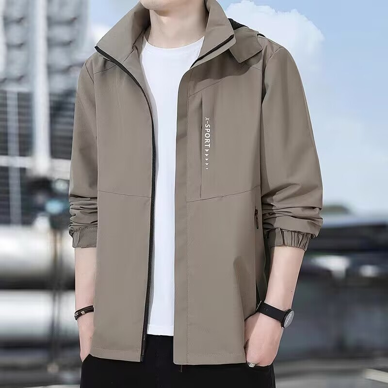 Outdoor Thin Jacket for Men and Women, Trendy Windproof and Waterproof Spring and Autumn Mountaineering Jacket with Detachable Hood