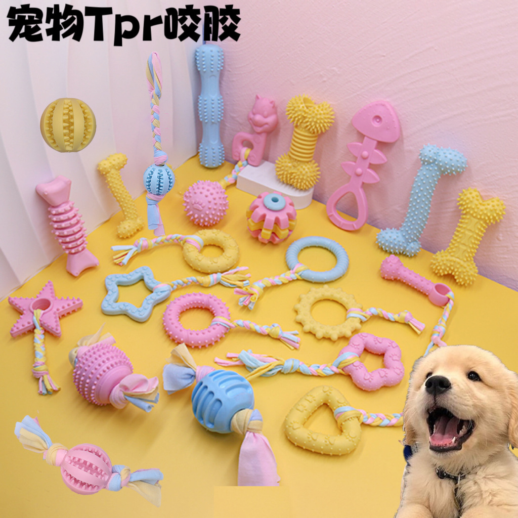 Mascota juguete al por mayor TPR material perro molar juguete roer cachorro algodón juguete medio y pequeño perro Limpieza de dientes
